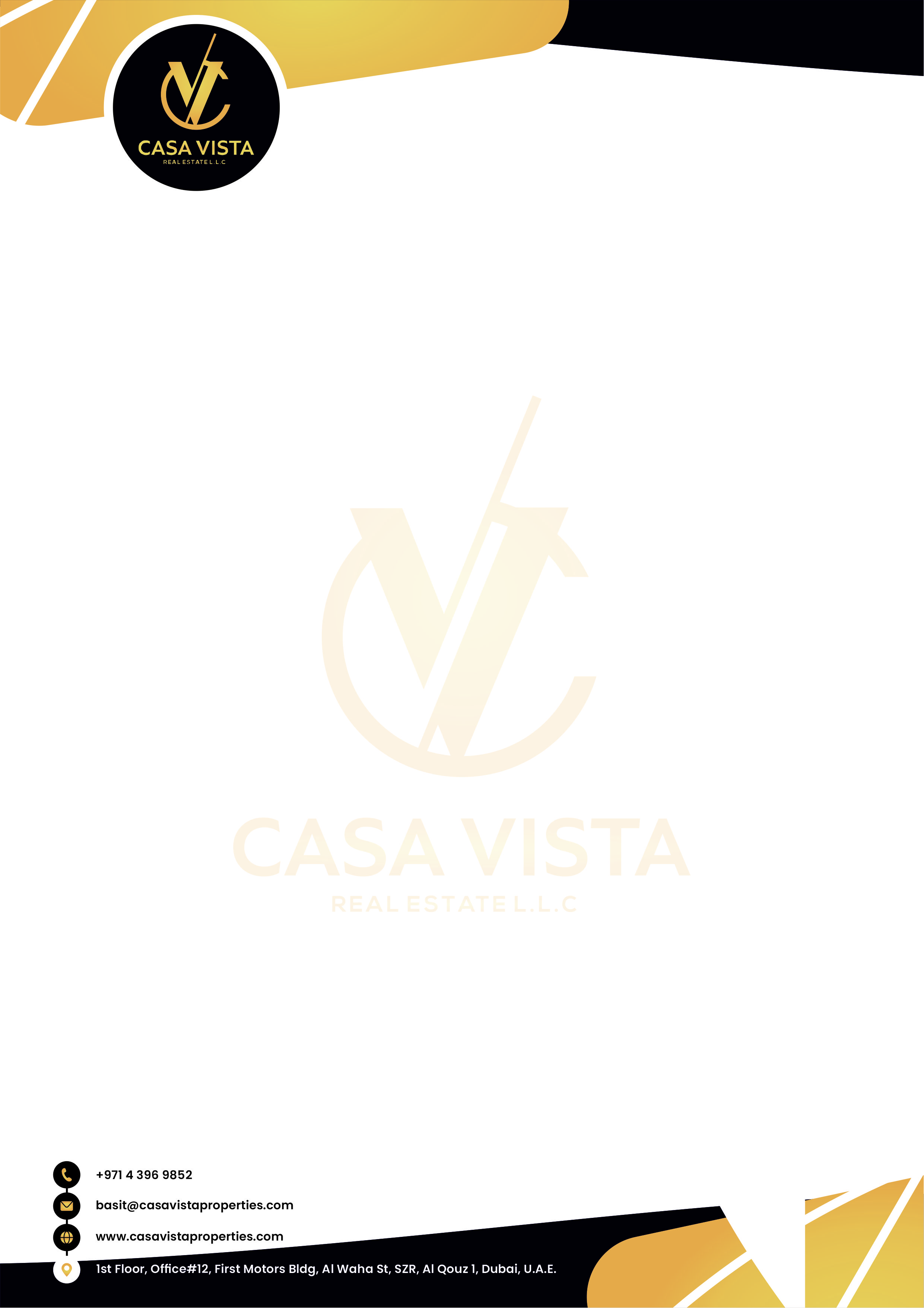 Casa Vista Golden Woods Letterhead